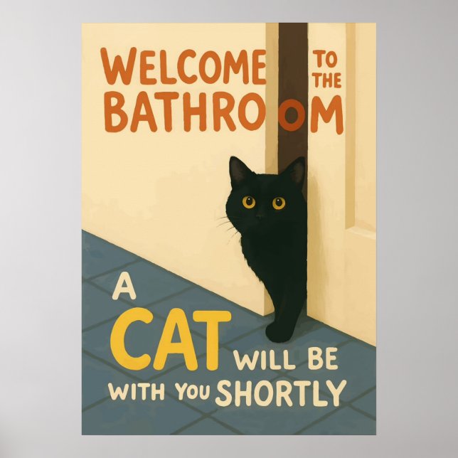 Poster Gato Gordo Bem-vindo Banheiro Cc (Frente)
