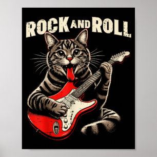 Poster Gato Guitarra Elétrica Rock And Roll Rocker Gatinh