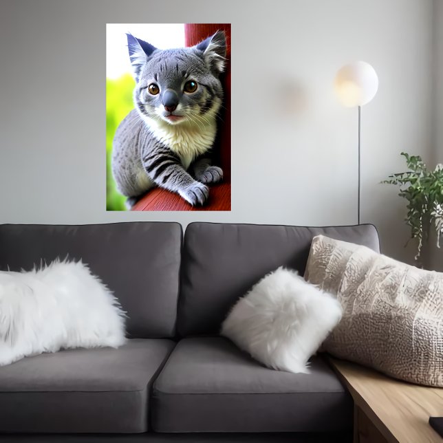 Poster Gato Híbrido legal e adorável Koala | Arte AI (Criador carregado)