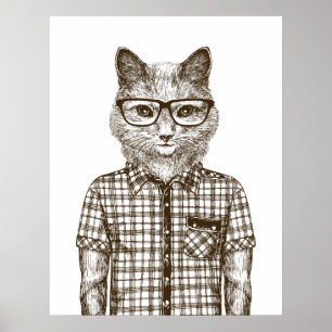 Poster Gato hipster
