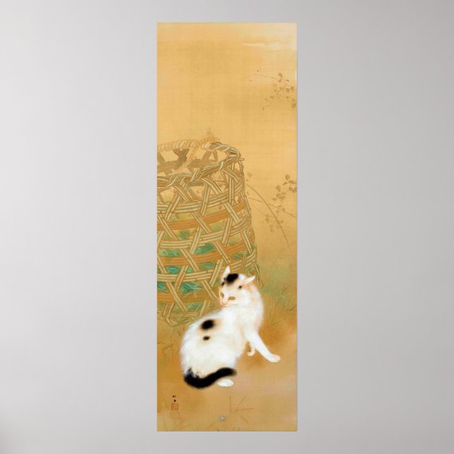 Poster Gato Japonês, Takeuchi Seihō, Arte Japonesa (Frente)