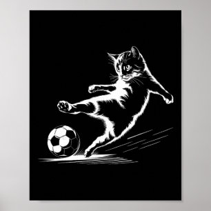 Poster Gato Jogando Futebol Byll Gráfico Esportes Gato Di
