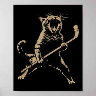 Poster Gato Jogando Hóquei no Gelo