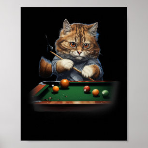Poster Gato Jogando Piscina Bilhar Legal Gatos Engraçados