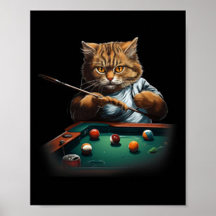 Poster Gato Jogando Piscina Bilhares Legal Gatos Engraçad