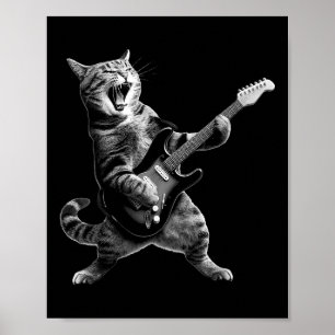Poster Gato Jogando Violão Rock E Roll Rock Star Para Hom