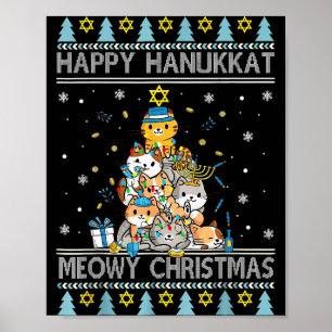 Poster Gato Judeu Feliz Natal Feliz Hanukkah Chrismuk
