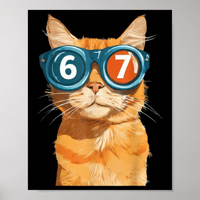 Poster Gato Laranja Engraçado 67 Meme Seis Sete Gatos Com (Frente)