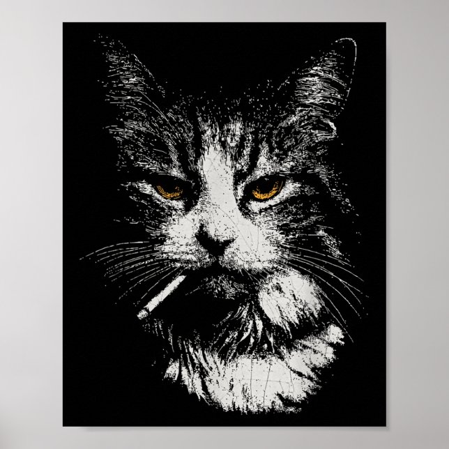 Poster Gato Legal Engraçado Cigarro Engraçado Cigarro Ga  (Frente)