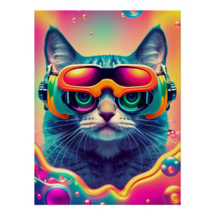 Pôster Gato legal Psicodélico Psiconauta Gatinho