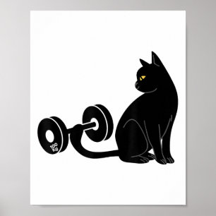 Poster Gato Levantando Peso Morto Treino Academia Fitness