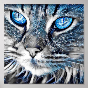 Poster Gato lindo de olhos azuis