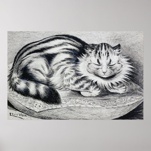 Poster Gato Listrado, Louis Wain (Frente)