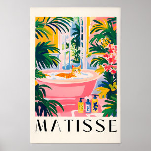 Poster Gato Listrado na Banheira, Arte de Parede de Banhe