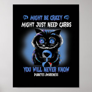 Poster Gato Louco Pode Ser Diabetes Azul Louco