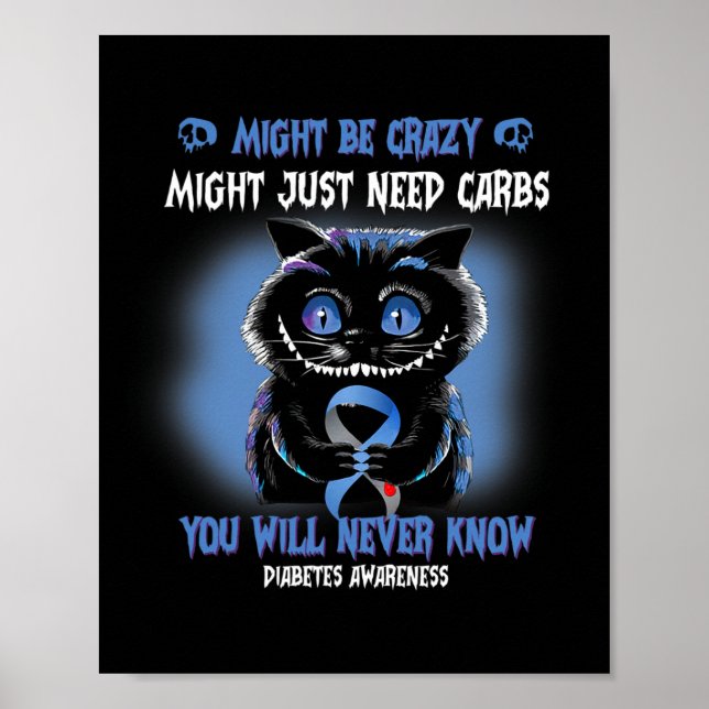 Poster Gato Louco Pode Ser Diabetes Azul Louco (Frente)