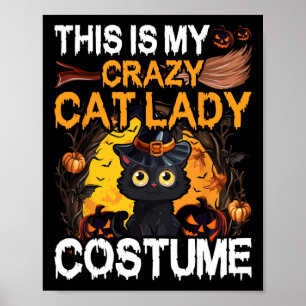 Poster Gato Louco Senhora Figurino Dia de as Bruxas engra
