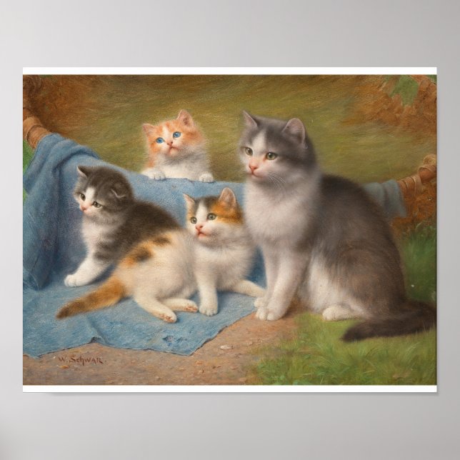 Poster Gato Mãe Orgulhosa Wilhelm Schwar Art (Frente)