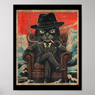 Poster Gato Mafia Legal Divertido O Gatofather Fumando Vi