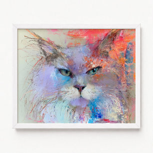 Poster Gato Maine Coon Azul Lavanda Pintura a Óleo