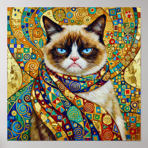 Poster Gato Mal-humorado de Olhos Azuis de Gustav Klimt