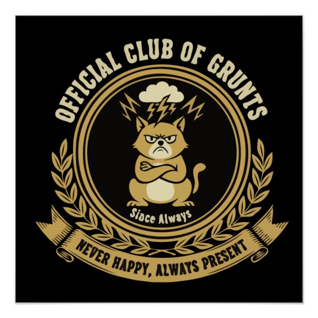 Pôster Gato Mal-humorado Engraçado | Clube Oficial dos Re (Frente)