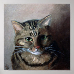 Poster Gato Malhado Pintado a Óleo, Louis Wain