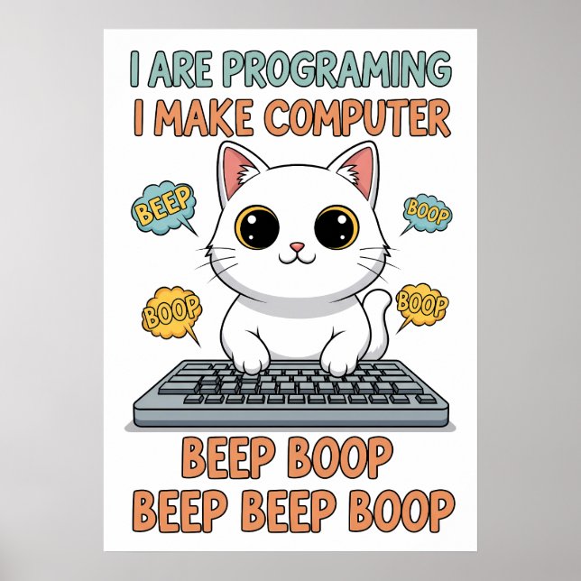 Poster Gato Meme de Programação Engraçado - "Eu Estou Pro (Frente)