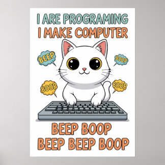Poster Gato Meme de Programação Engraçado - "Eu Estou Pro