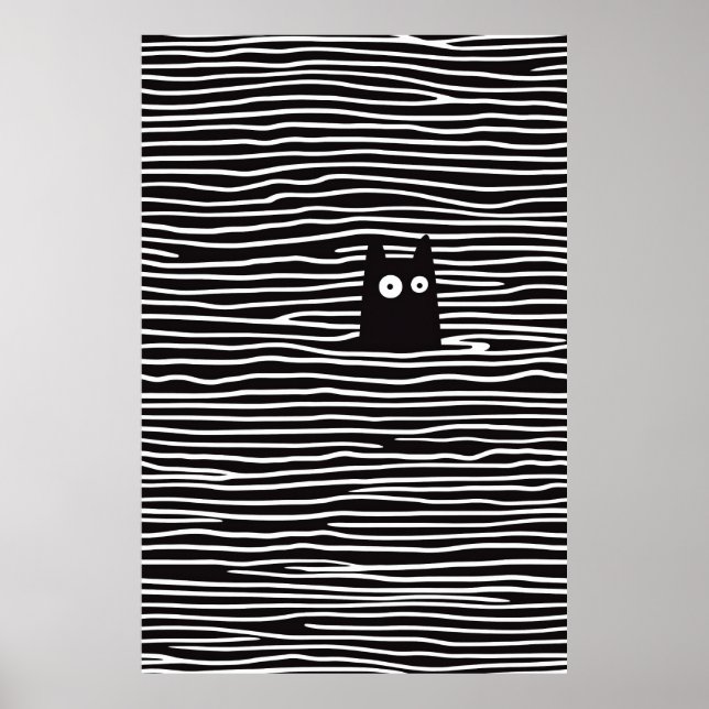 Poster Gato Minimalista em Stripes (Frente)
