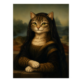Pôster Gato Mona Lisa Paródia Arte Renascentista
