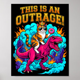 Poster Gato montando dinossauro isso é um ultraje meme su