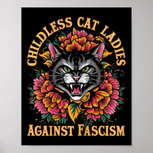 Poster Gato Mulheres Contra o Fascismo Presidente Kamala 