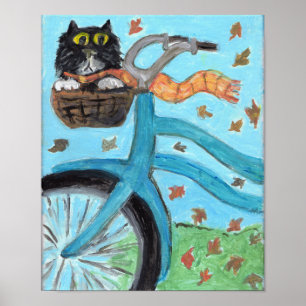 Pôster Gato na arte popular da cesta