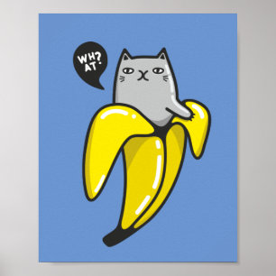 Poster Gato na banana