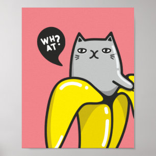 Poster Gato na banana