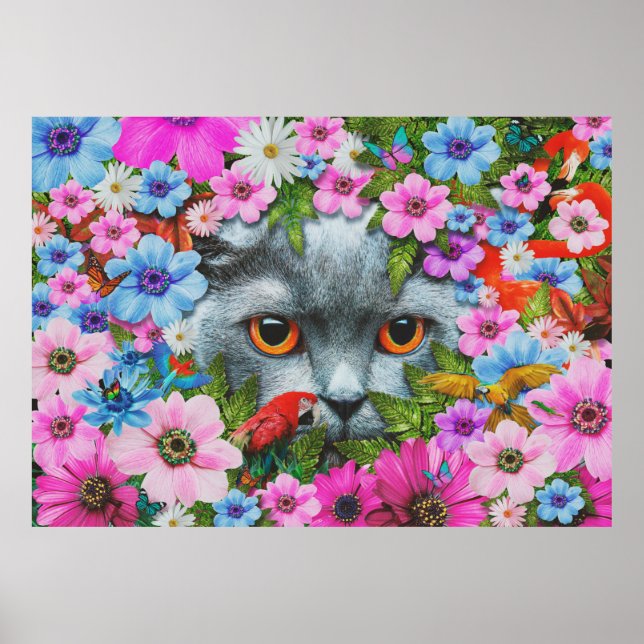 Poster Gato na flor (Frente)