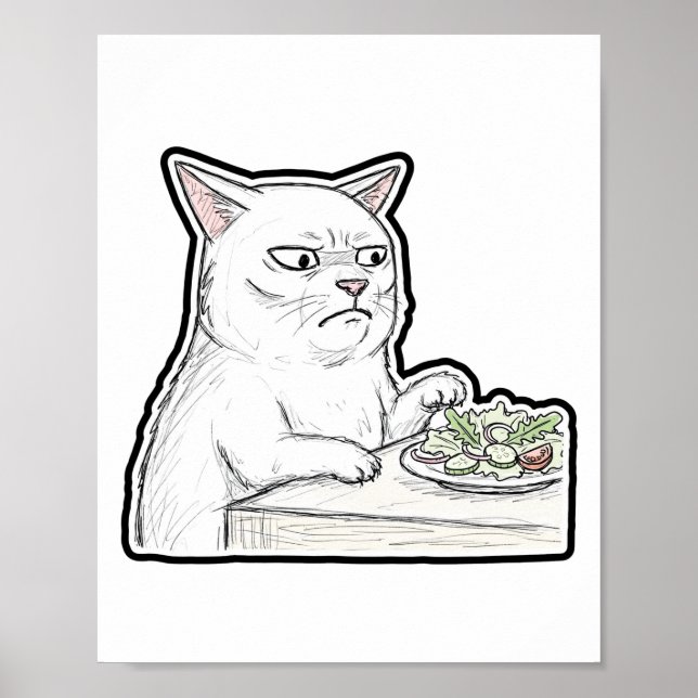 Poster Gato na Mesa de Jantar (Frente)