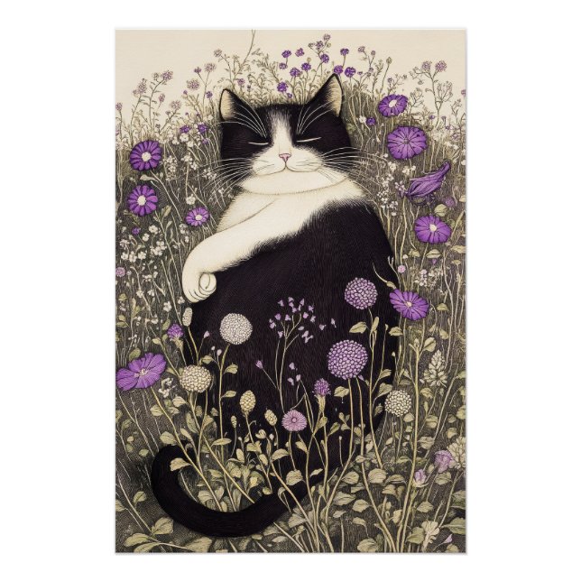 Pôster Gato nas Flores (Frente)