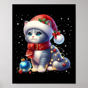 Poster Gato Negra Gato Negra De Santa Hat, Gelado De Xmas