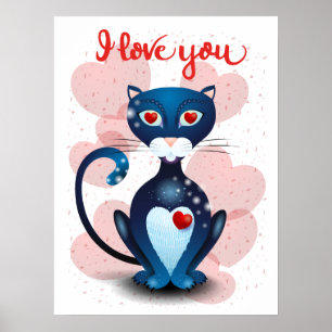 Poster Gato negro apaixonado