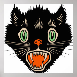 Pôster Gato Negro Assustado Do Dia Das Bruxas