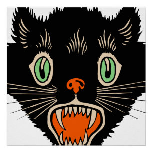 Pôster Gato Negro Assustado Do Dia Das Bruxas