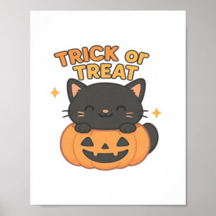 Poster Gato Negro Bonito com Olhos Verdes Brilhantes na P