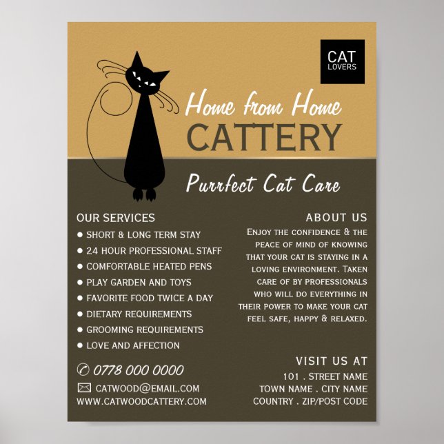 Poster Gato Negro, Cateria, Embarque De Animais De Compan (Frente)