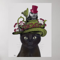 Gato Negro com Bule e Coruja