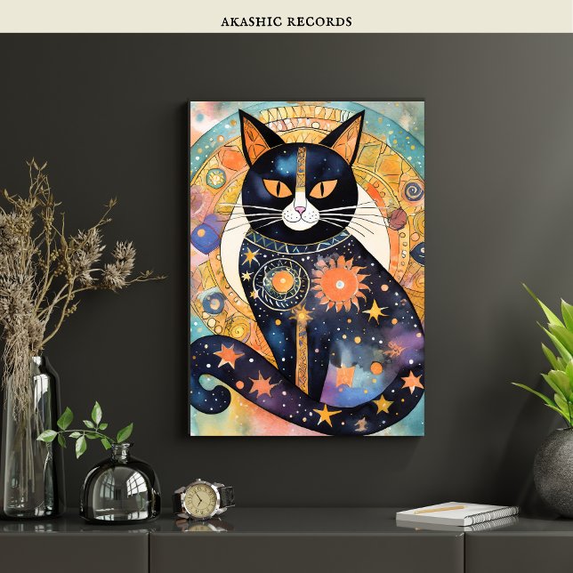 Poster Gato Negro Cósmico Arte Celestial Espírito Magico (Criador carregado)