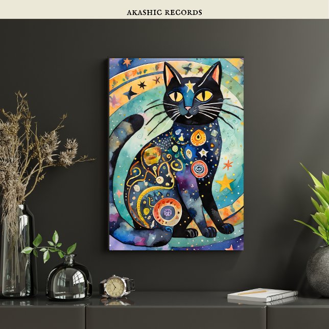 Poster Gato Negro Cósmico Arte Celestial Espírito Magico (Criador carregado)
