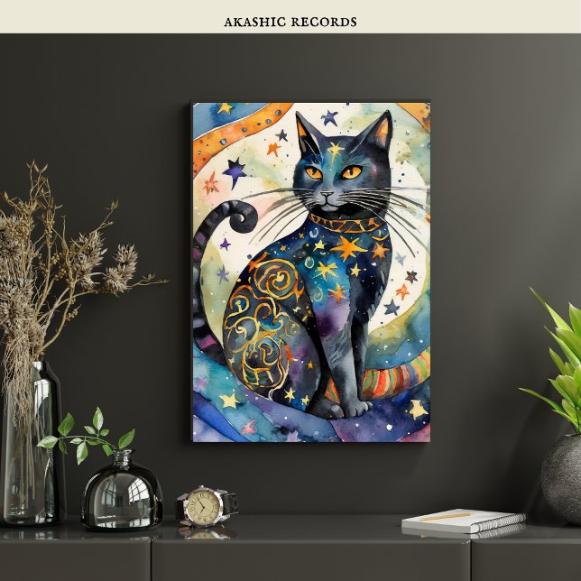 Poster Gato Negro Cósmico Arte Celestial Espírito Magico (Criador carregado)
