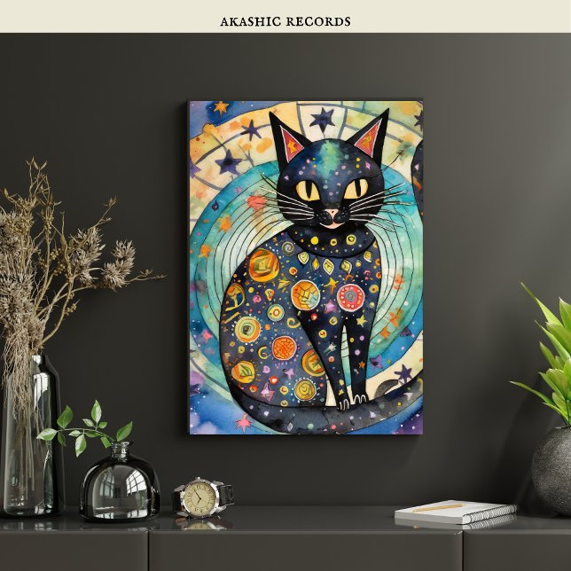 Poster Gato Negro Cósmico Arte Celestial Espírito Magico (Criador carregado)